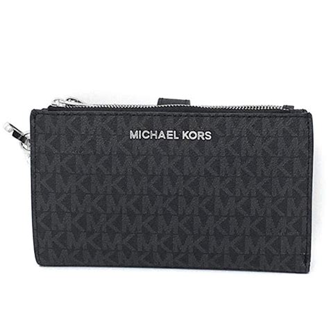 michael kors double zip wristlet black|michael kors phone wallet wristlet.